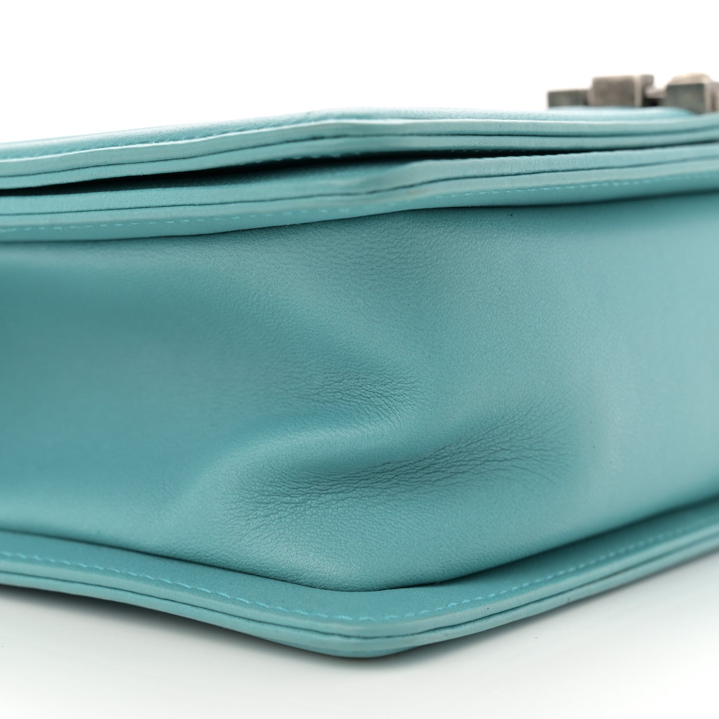 Calfskin Quilted Medium Boy Flap Turquoise