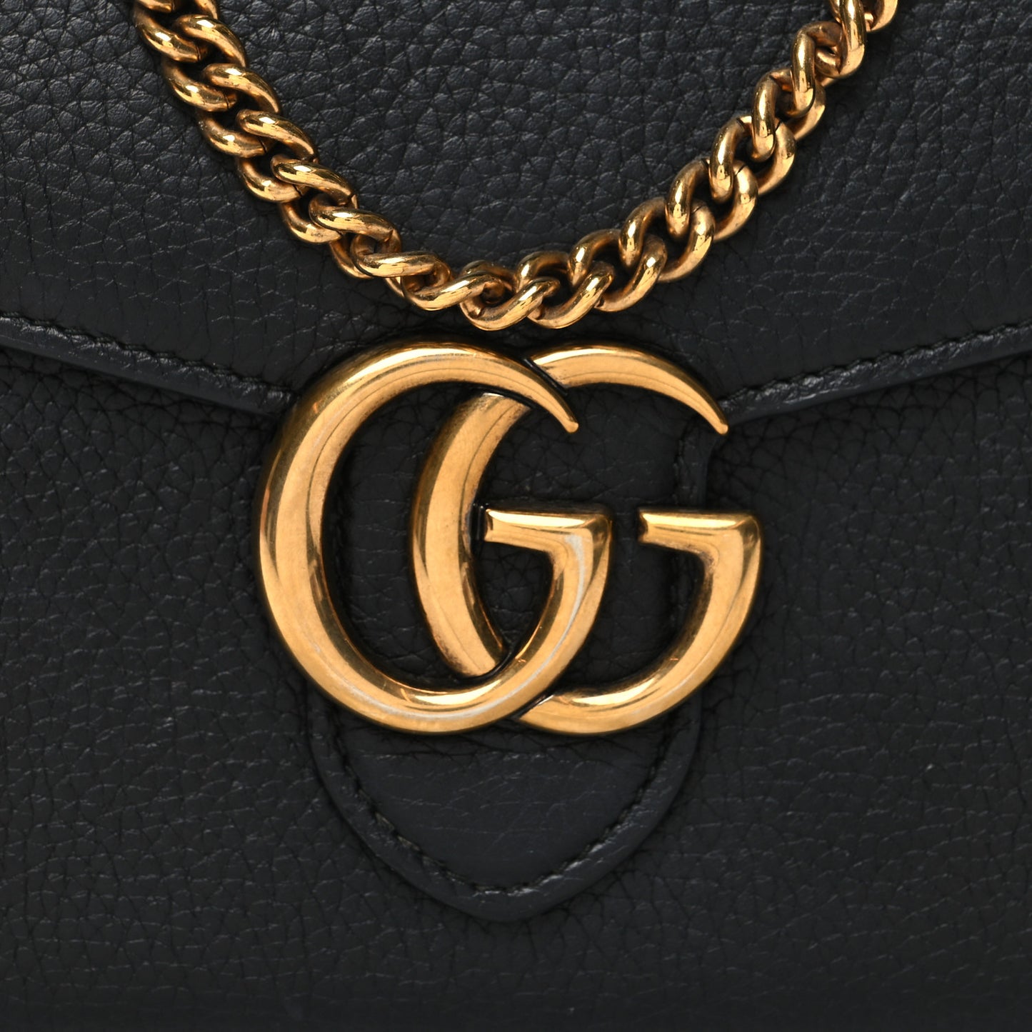 Calfskin GG Marmont Chain Wallet Black