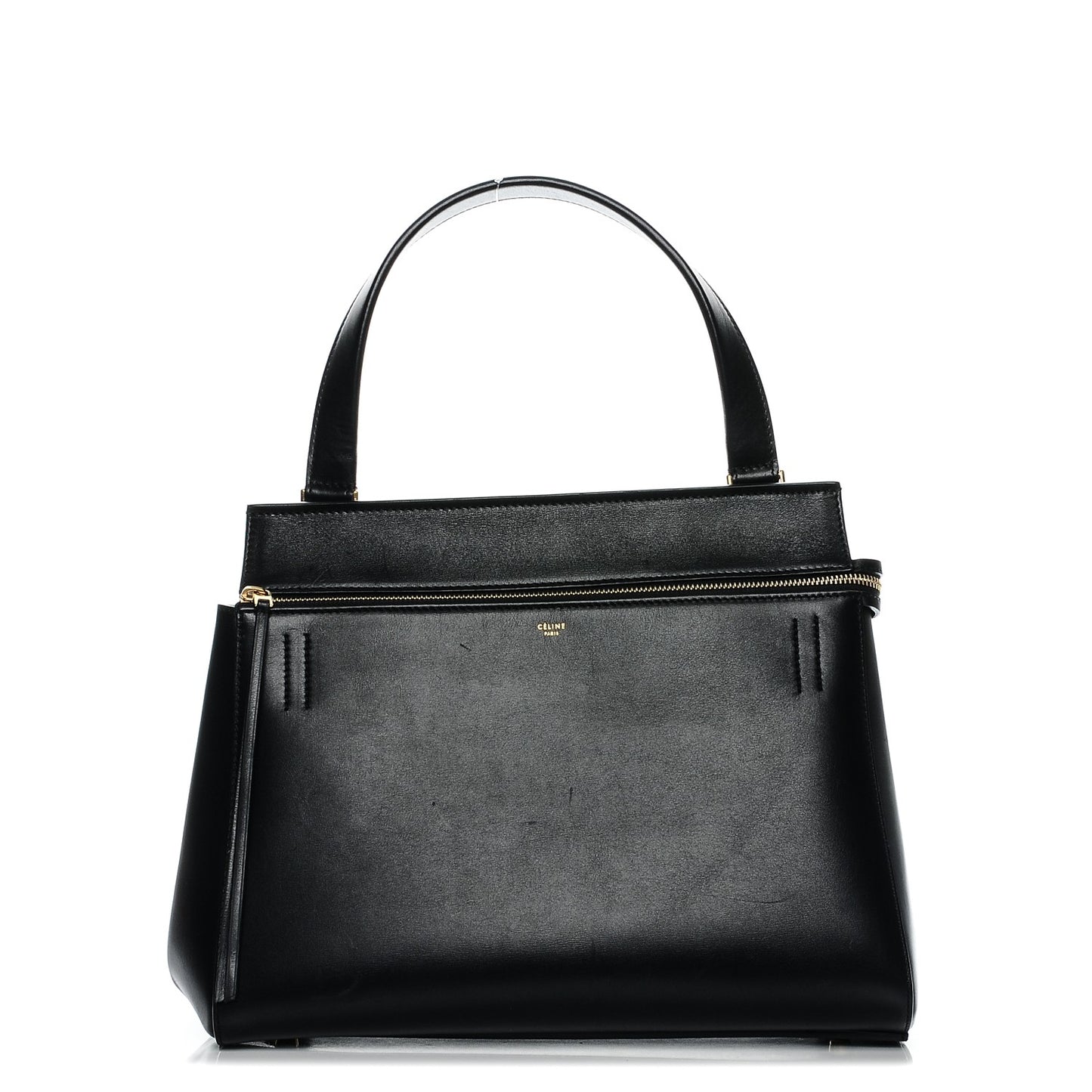 Palmelato Calfskin Medium Edge Shoulder Bag Black