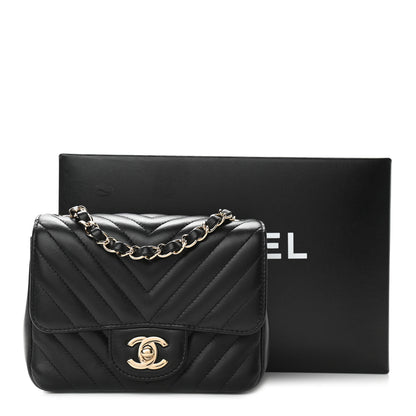Chanel Lambskin Chevron Quilted Mini Square Flap Black 12 of 12