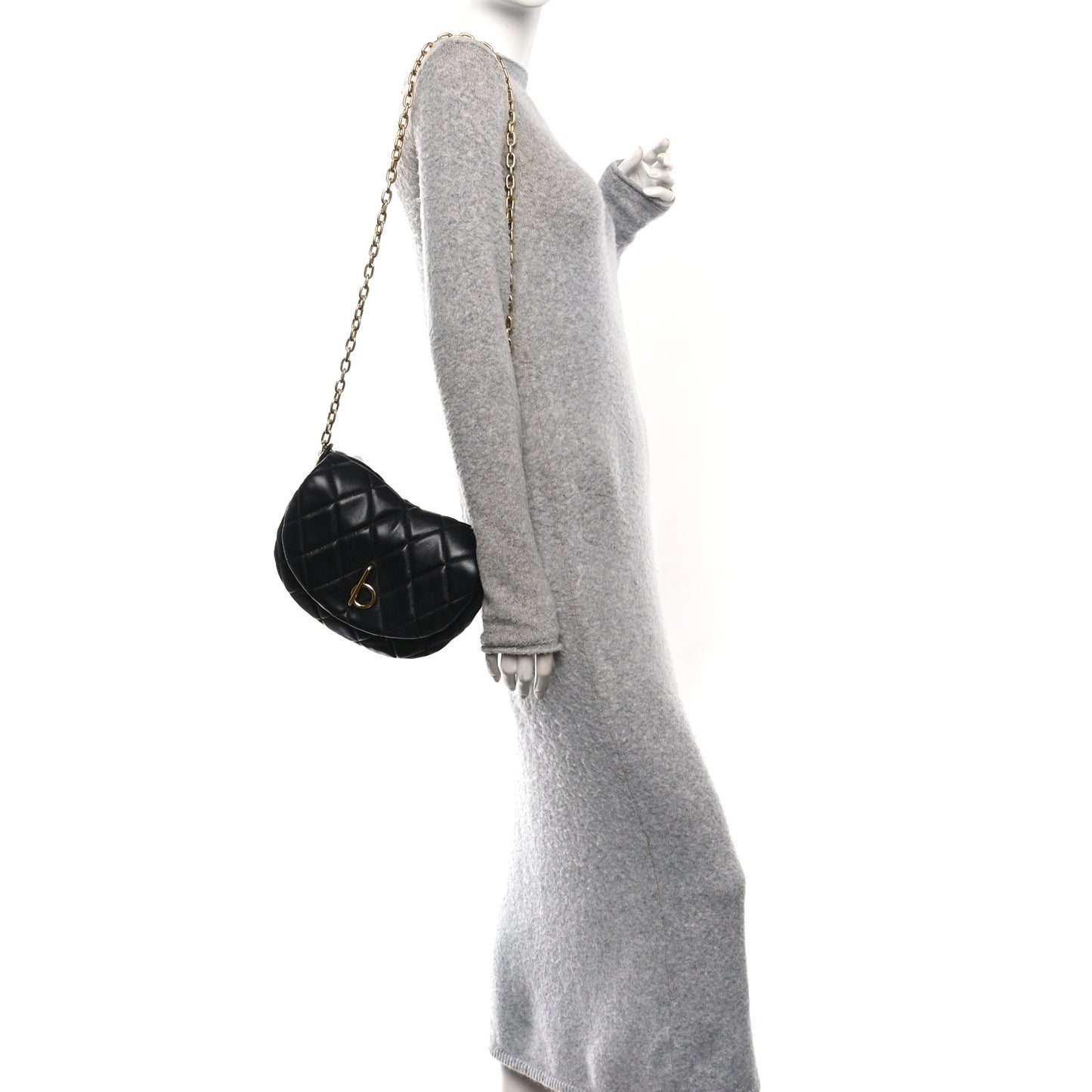 Lambskin Quilted Rocking Horse Shoulder Bag Black