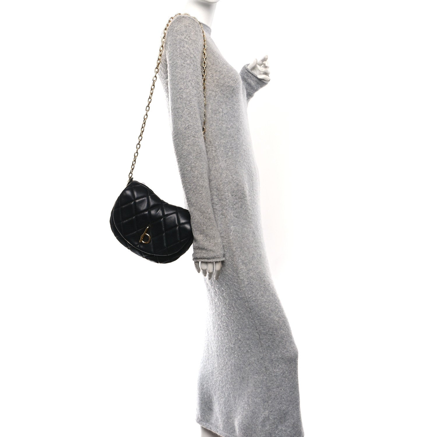 Burberry Lambskin Quilted Rocking Horse Shoulder Bag Black 2 of 9