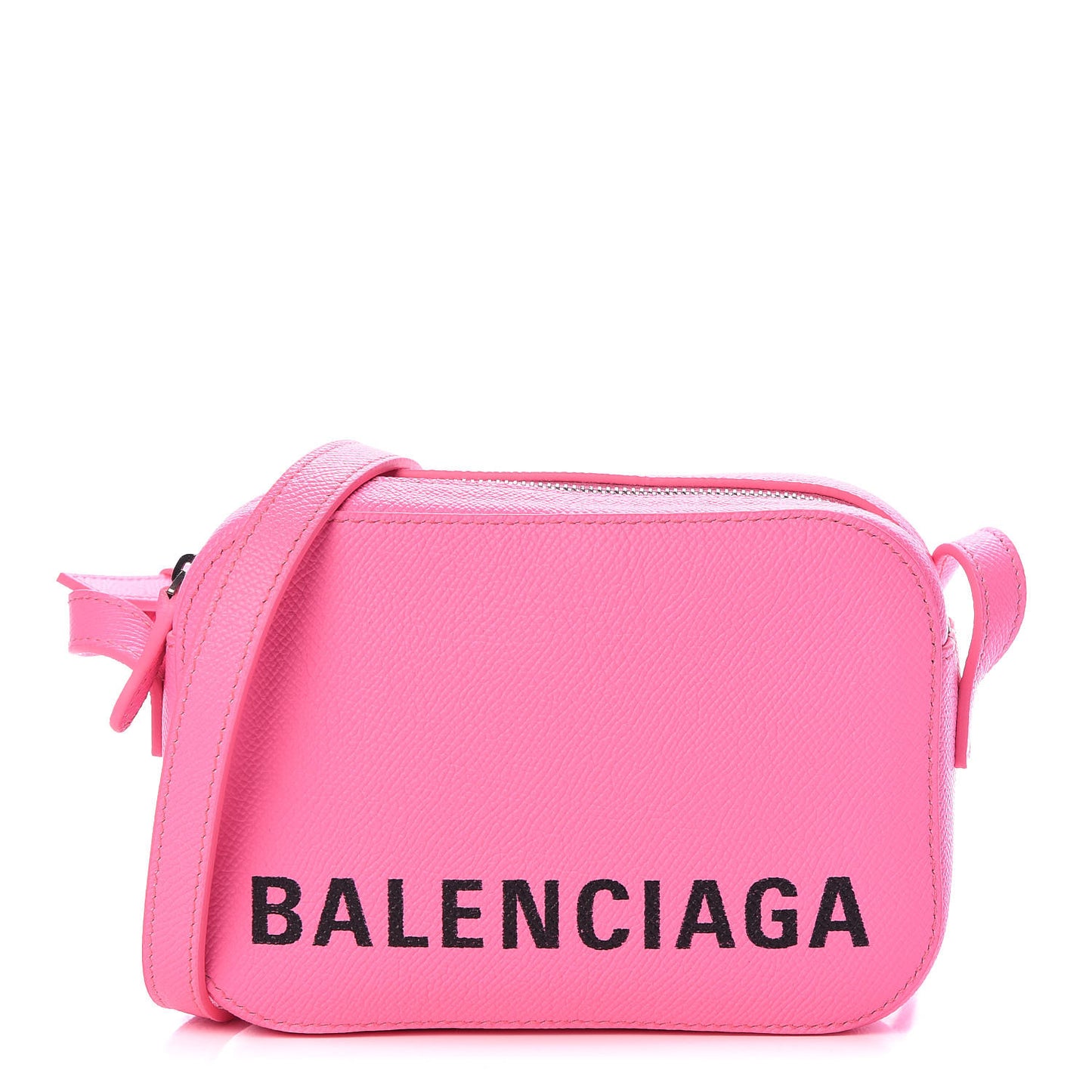 Grained Calfskin Logo XS Ville Camera Bag Acid Pink Black