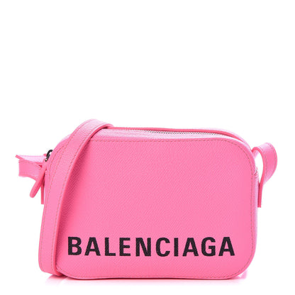 Balenciaga Grained Calfskin Logo XS Ville Camera Bag Acid Pink Black 1 of 8