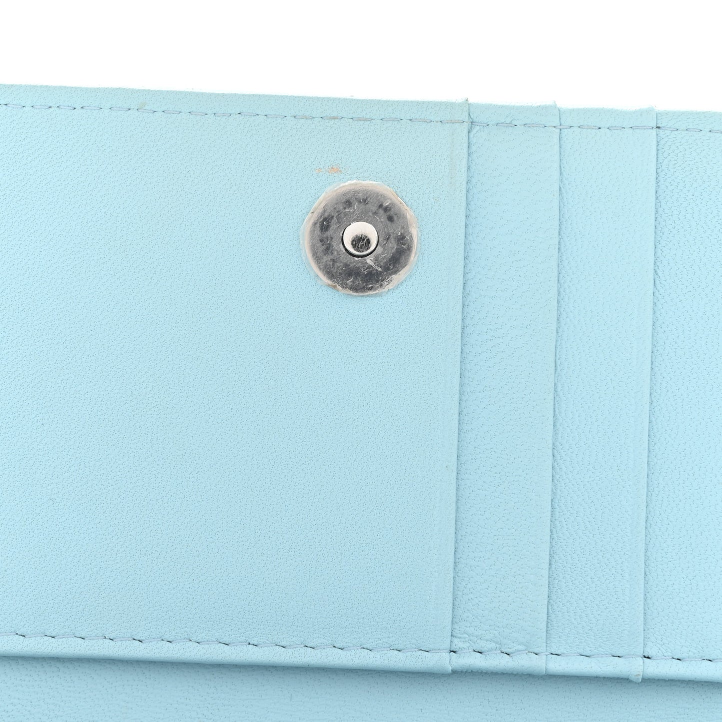Lambskin Quilted Mini Wallet On Chain WOC Neon Blue