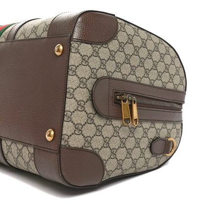 Gucci GG Supreme Monogram Textured Dollar Calfskin Web Medium Savoy Duffle Bag Beige Ebony New Acero 9 of 9