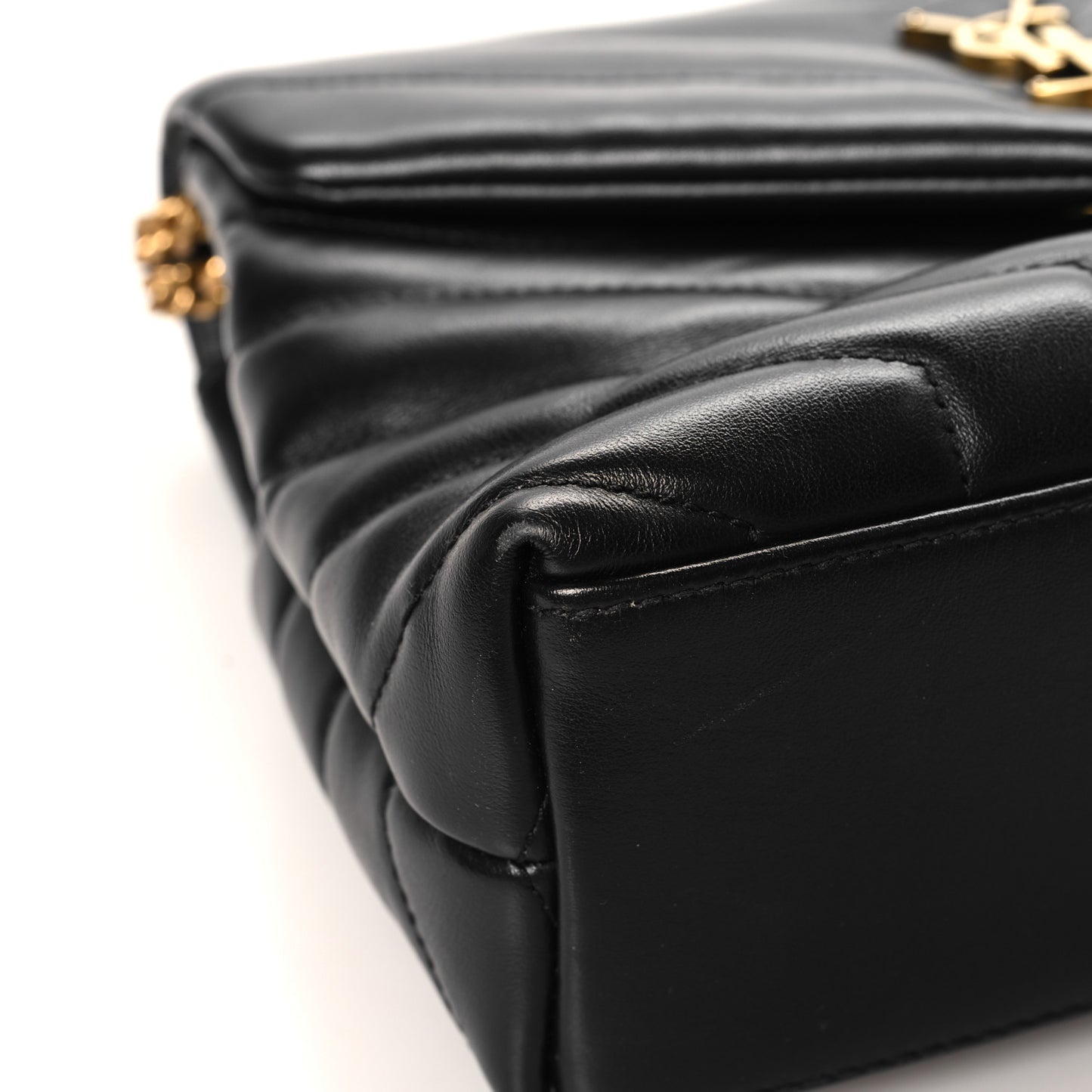 Calfskin Y Quilted Monogram Small Loulou Chain Satchel Black