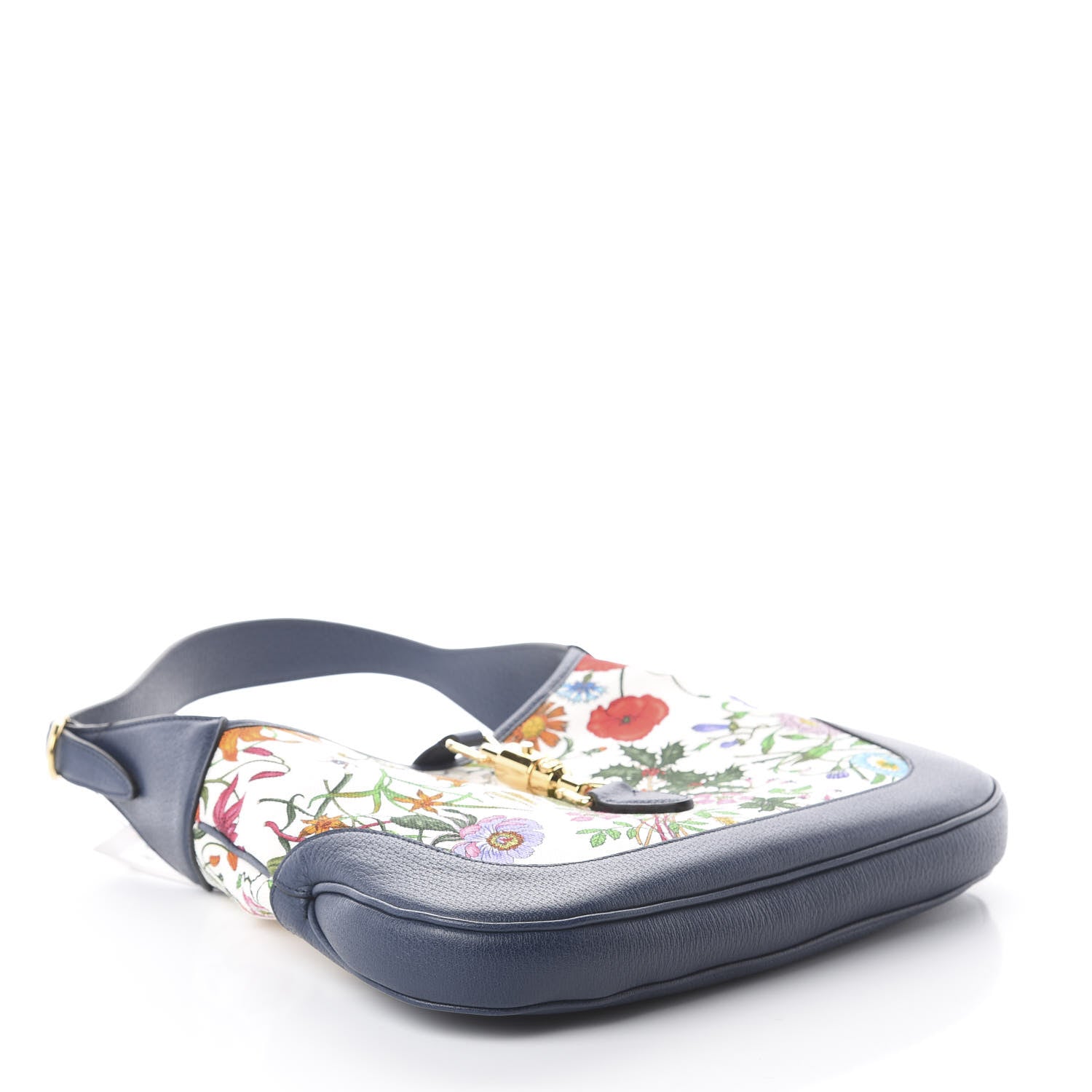 Gucci Canvas Flora Medium Jackie Hobo Blue Agata 3 of 8