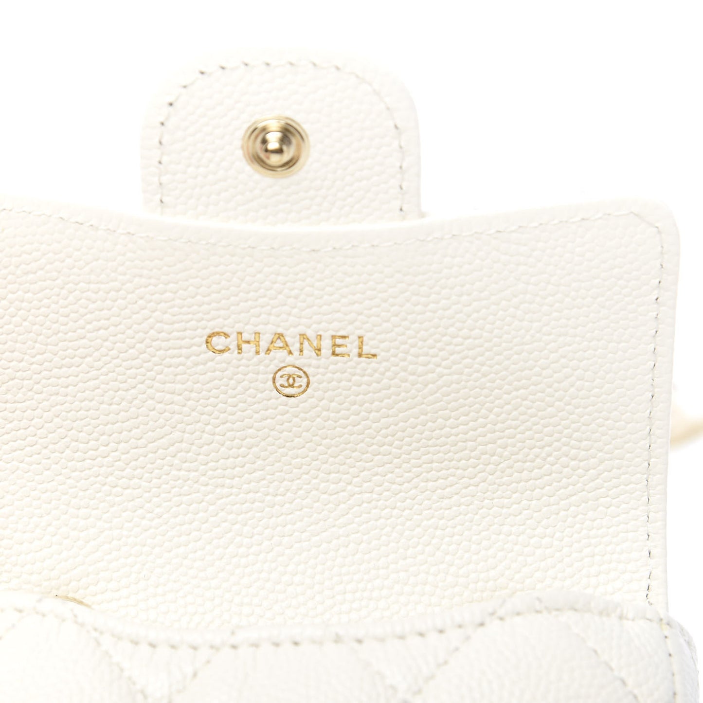 Caviar Quilted Flap Chain Waist Bag White