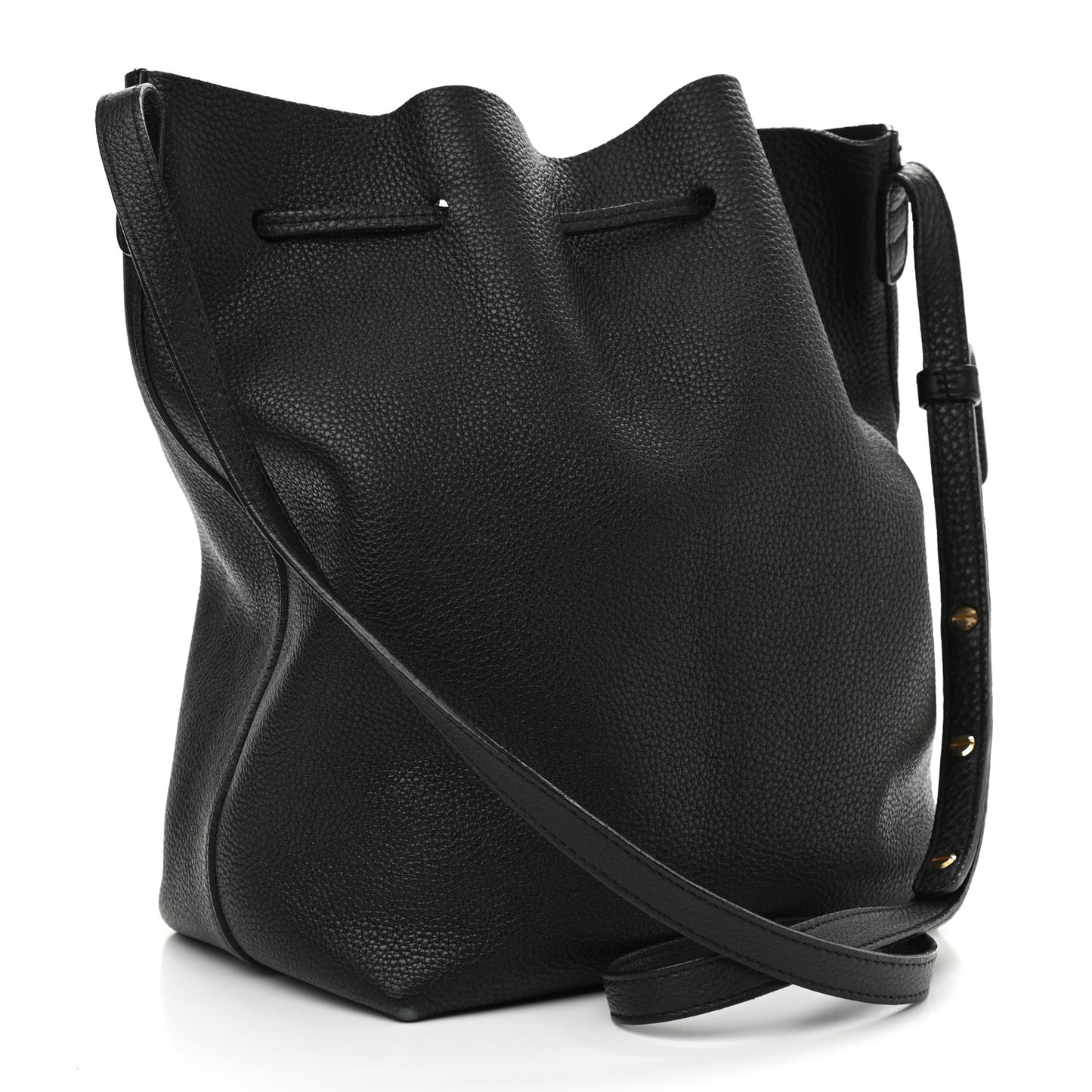 Tumbled Calfskin Bucket Bag Black