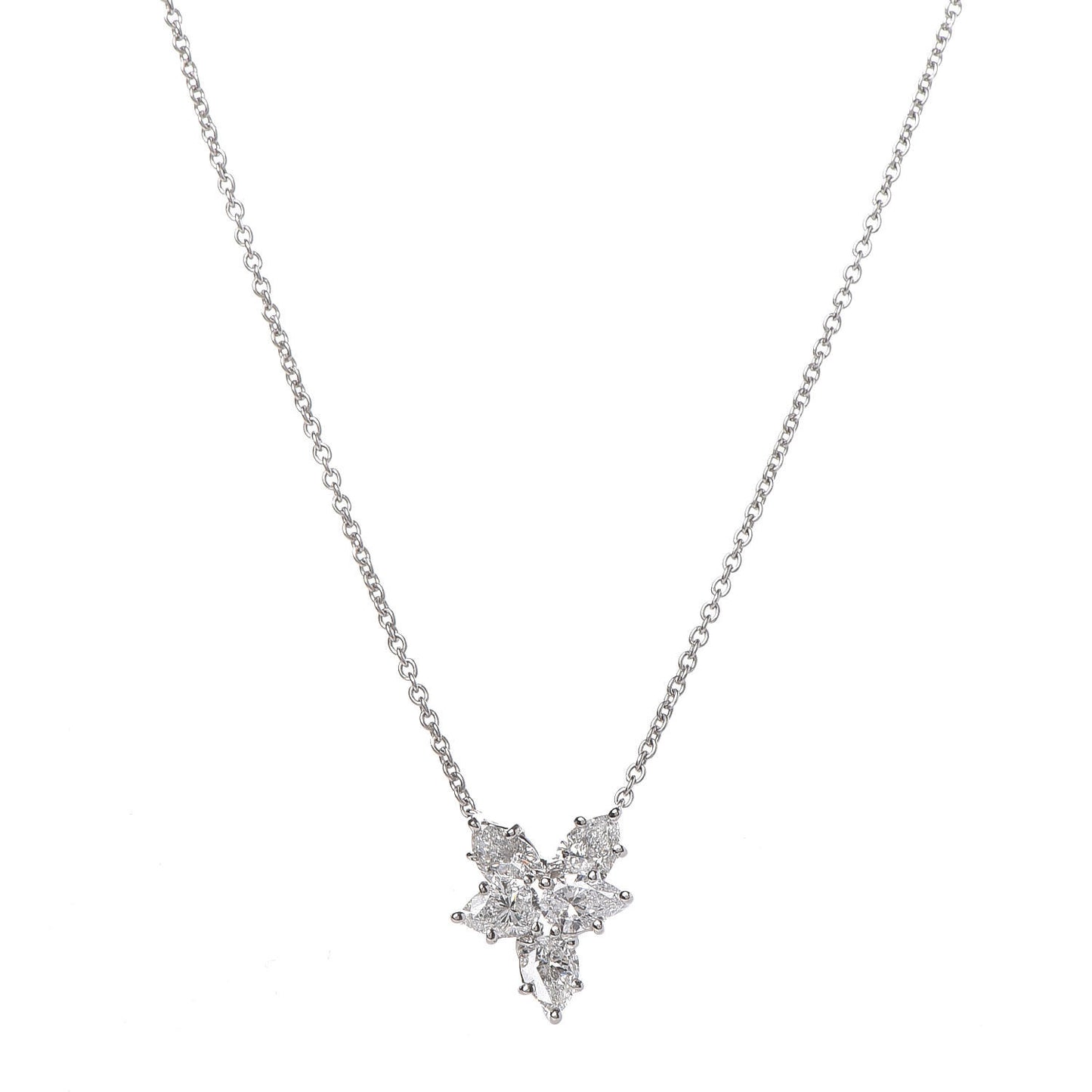 Platinum Diamond Small Winston Cluster Pendant Necklace