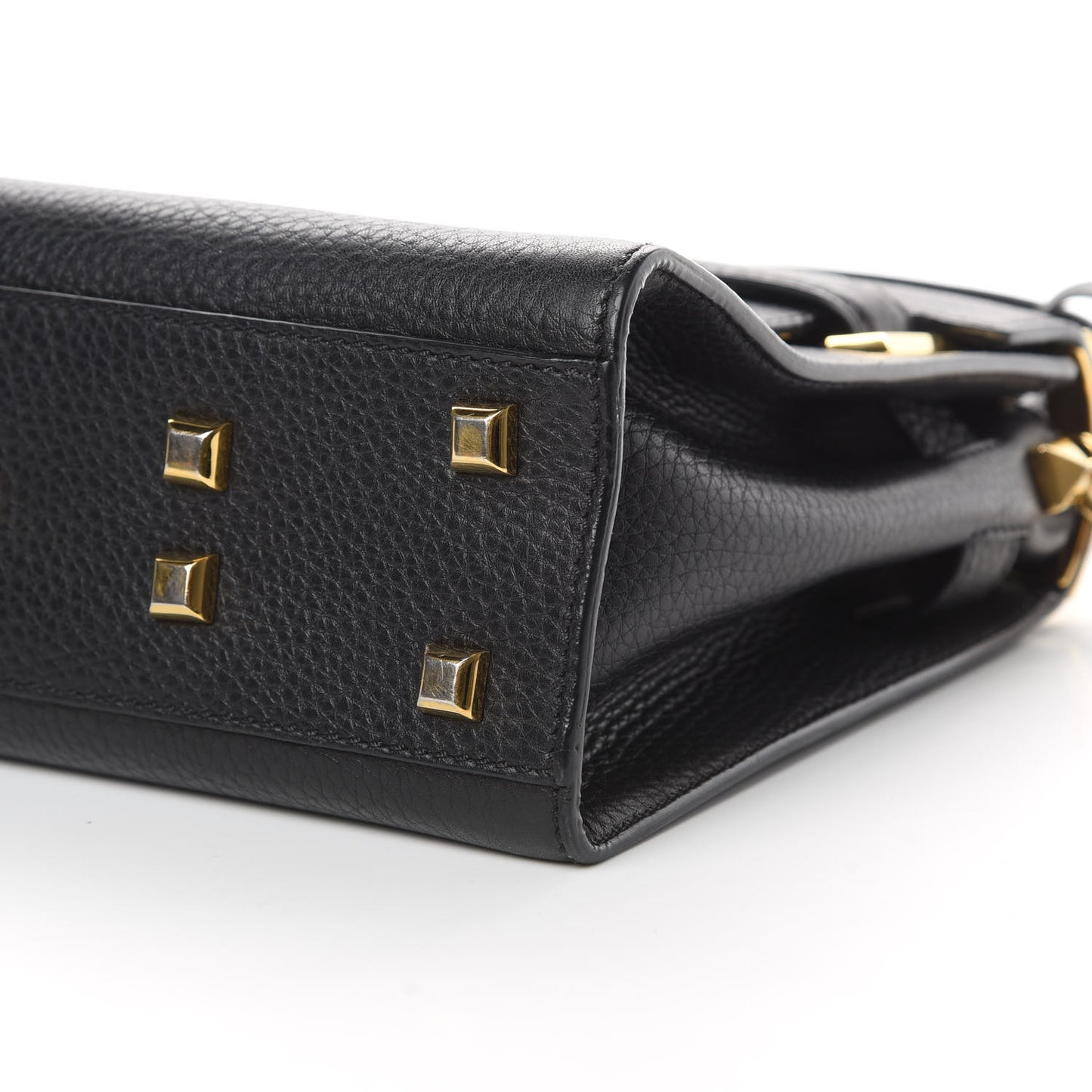 Grainy Calfskin Small My Rockstud Frame Bag Black