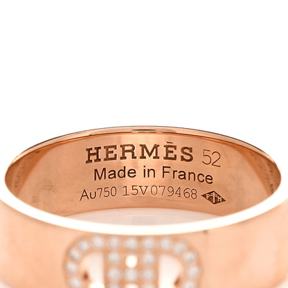 Hermes 18K Rose Gold Diamond PM H D'Ancre Ring 52 6 4 of 5
