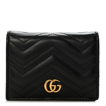 Gucci Calfskin Matelasse GG Marmont Card Case Wallet Black 1 of 12