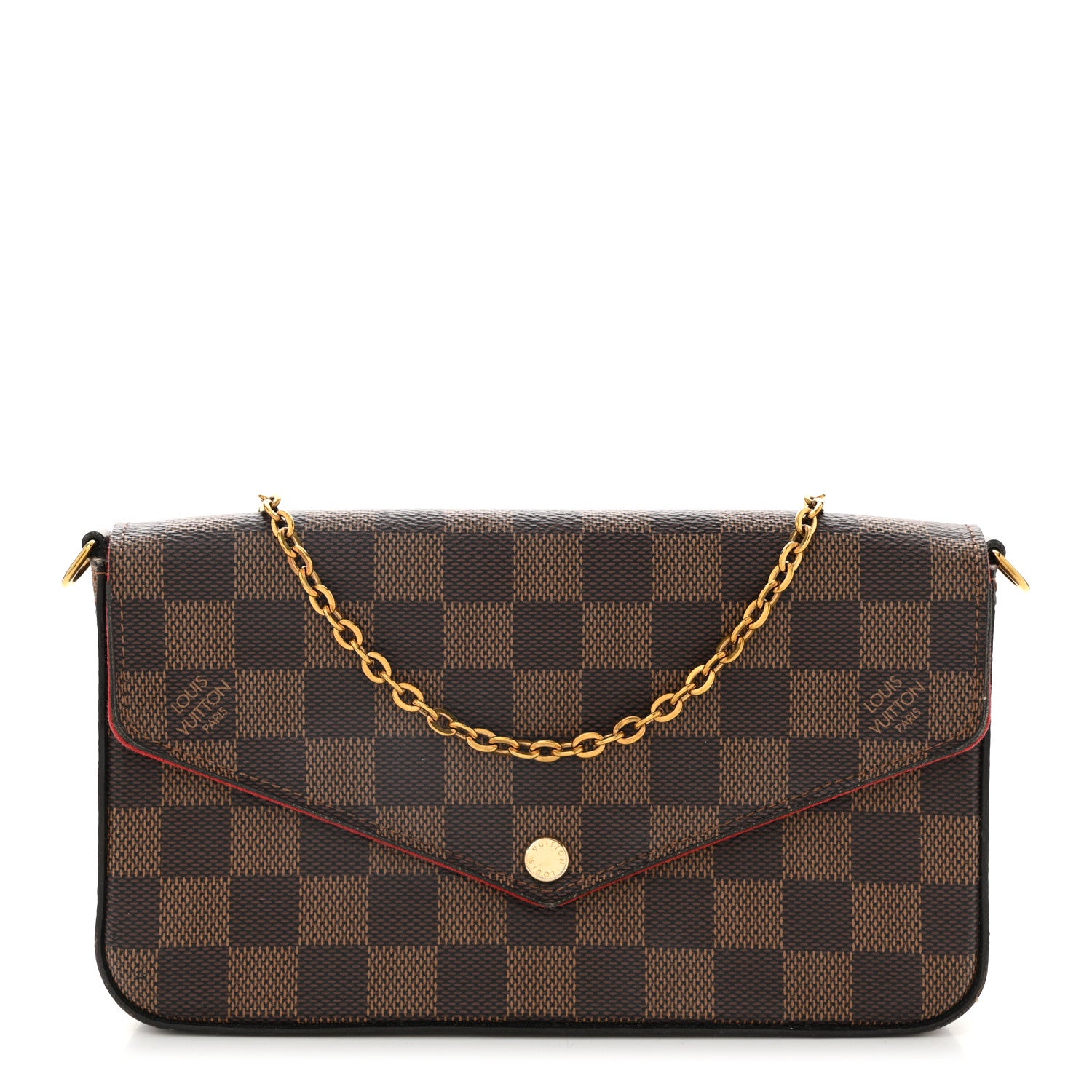 Louis Vuitton Damier Ebene Pochette Felicie Chain Wallet 1 of 12