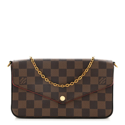 Louis Vuitton Damier Ebene Pochette Felicie Chain Wallet 1 of 12
