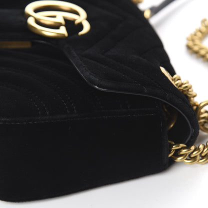Gucci Velvet Matelasse Mini GG Marmont Shoulder Bag Black 11 of 14