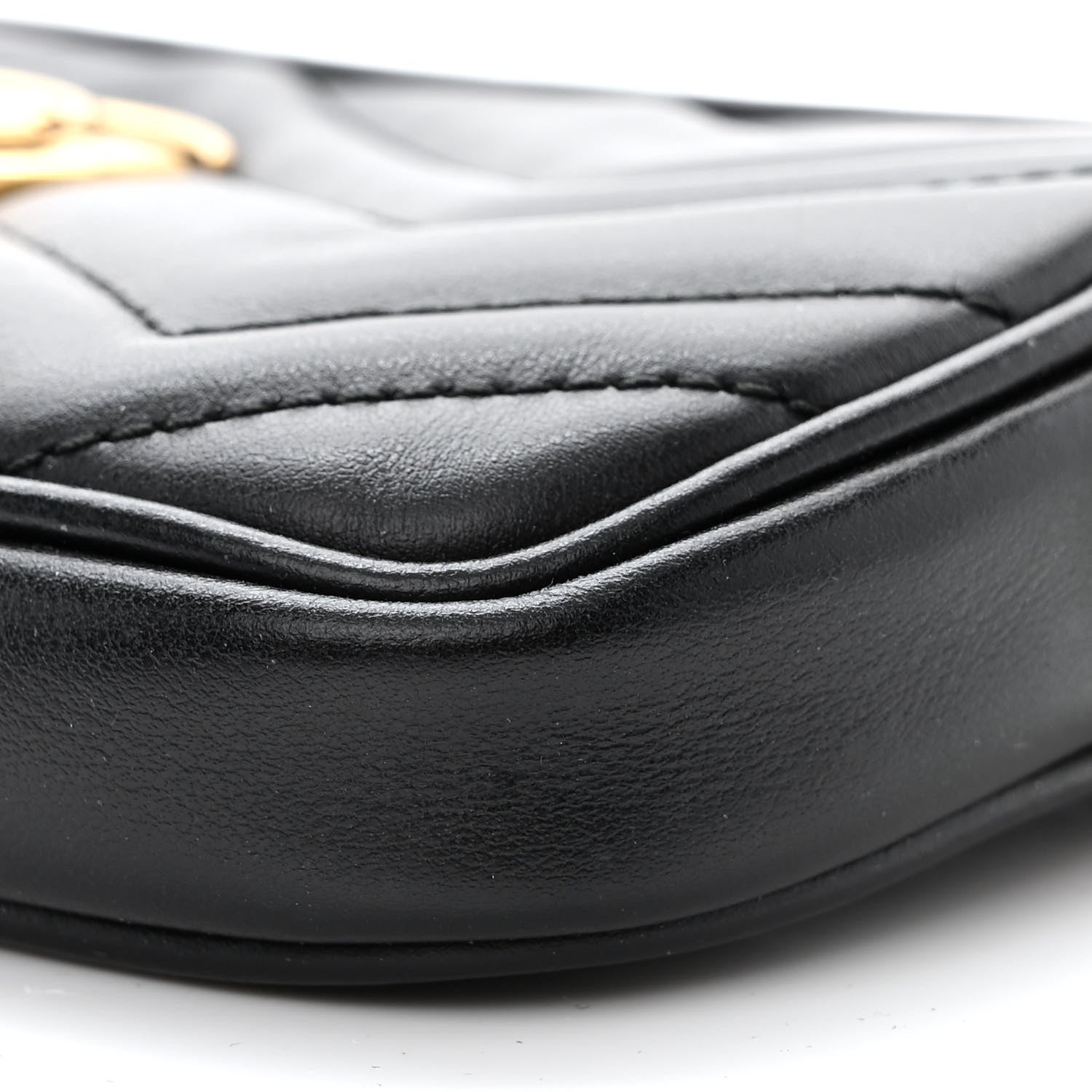 Gucci Calfskin Matelasse Mini GG Marmont Chain Crossbody Bag Black 10 of 12