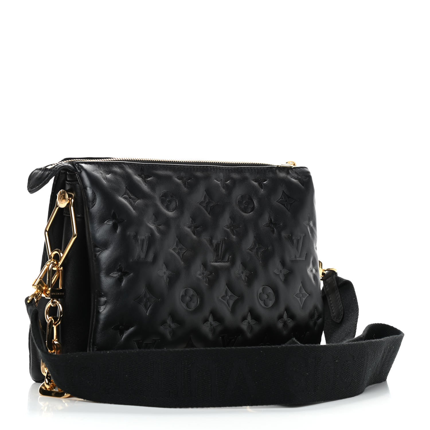 Louis Vuitton Lambskin Embossed Monogram Coussin PM Black 3 of 9