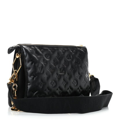 Louis Vuitton Lambskin Embossed Monogram Coussin PM Black 3 of 9