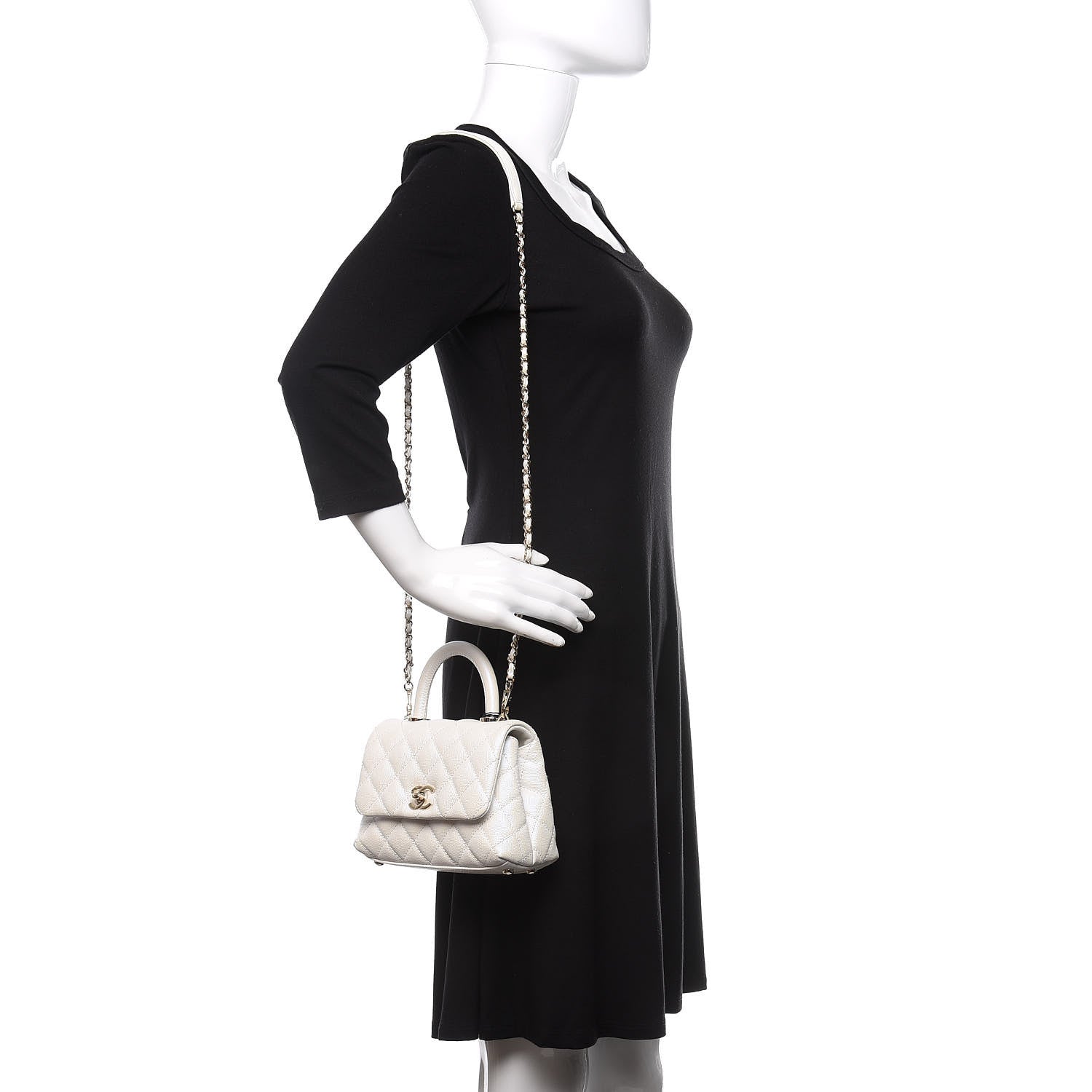 Chanel Iridescent Caviar Quilted Extra Mini Coco Handle Flap Ivory 2 of 11