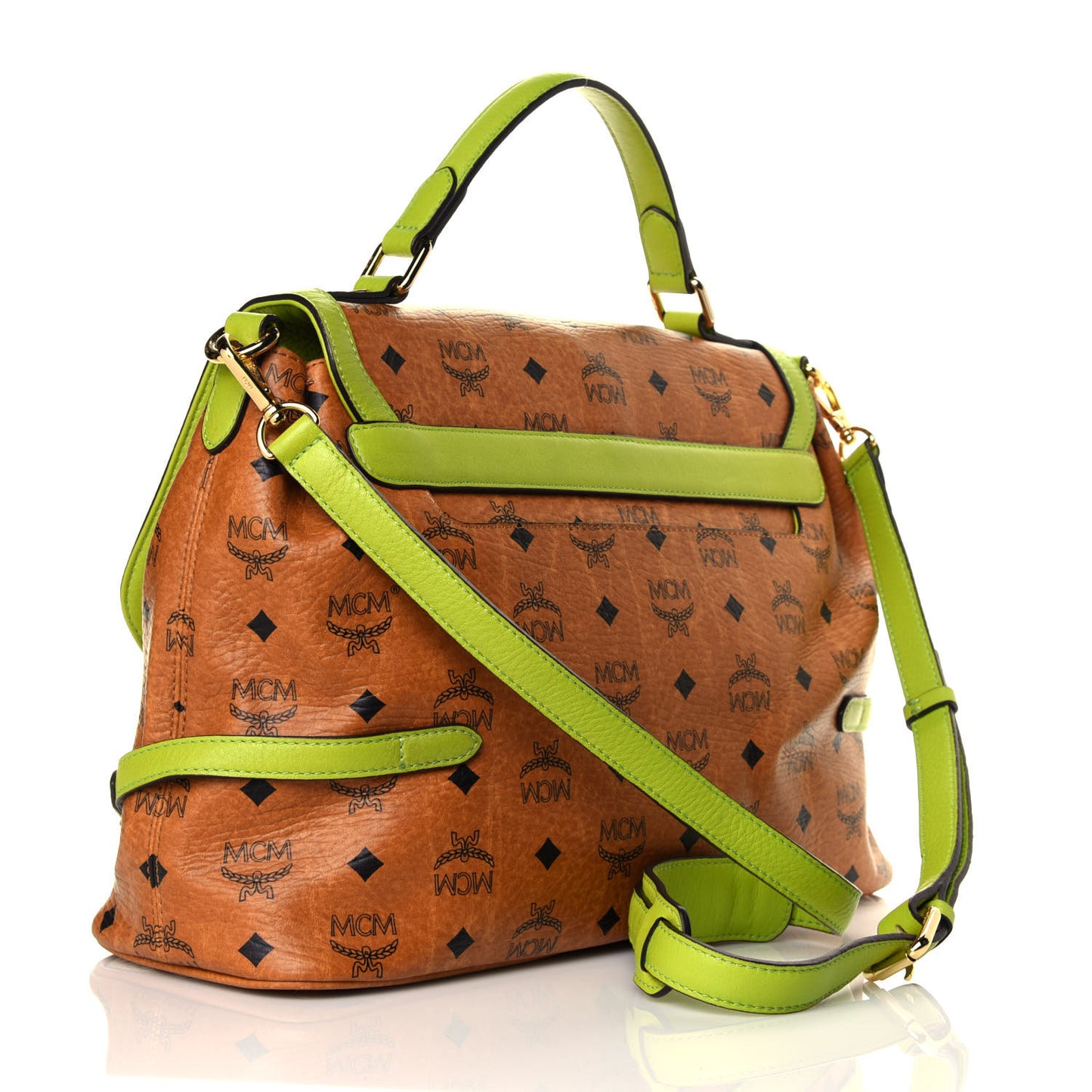 Visetos Top Handle Satchel Cognac Green