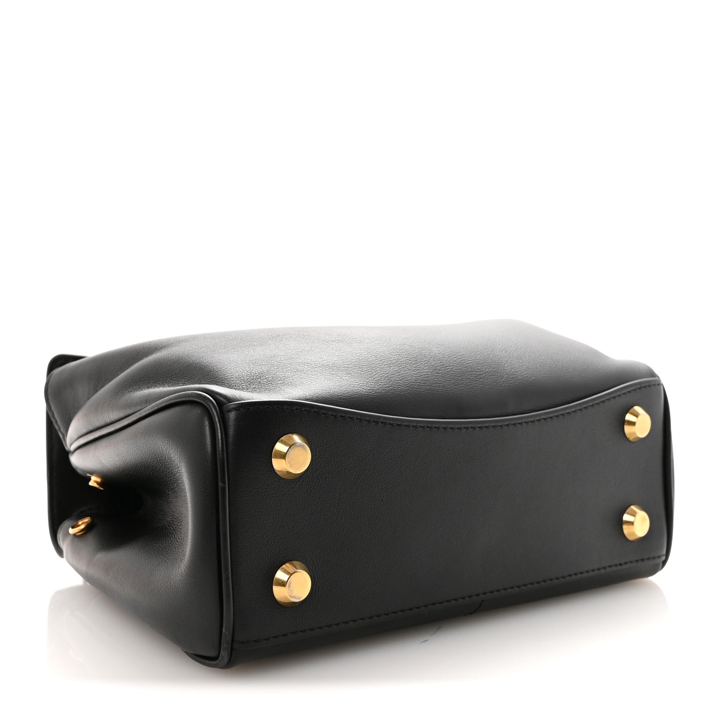 Natural Smooth Calfskin Mini Rodeo Top Handle Handbag Black