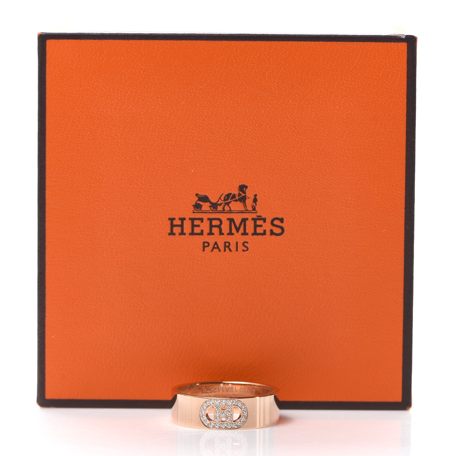Hermes 18K Rose Gold Diamond PM H D'Ancre Ring 51 5.75 5 of 5