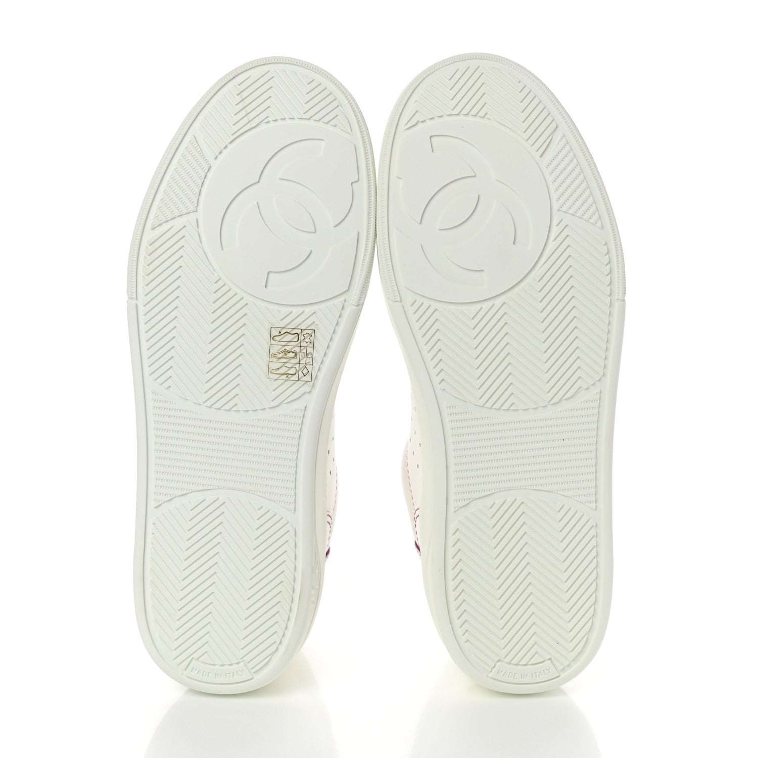 Chanel Calfskin Womens Logo Sneakers 37.5 White Pink 5 of 8