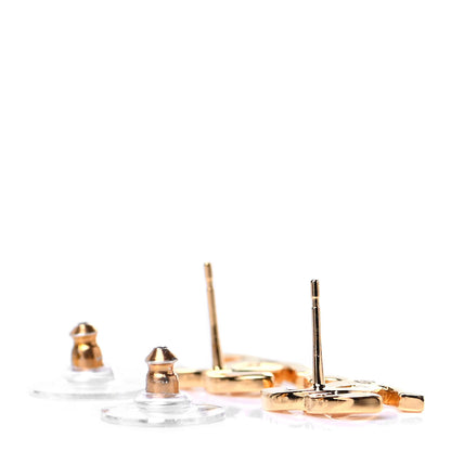 Chanel Metal CC Paris Button Stud Earrings Gold 3 of 5