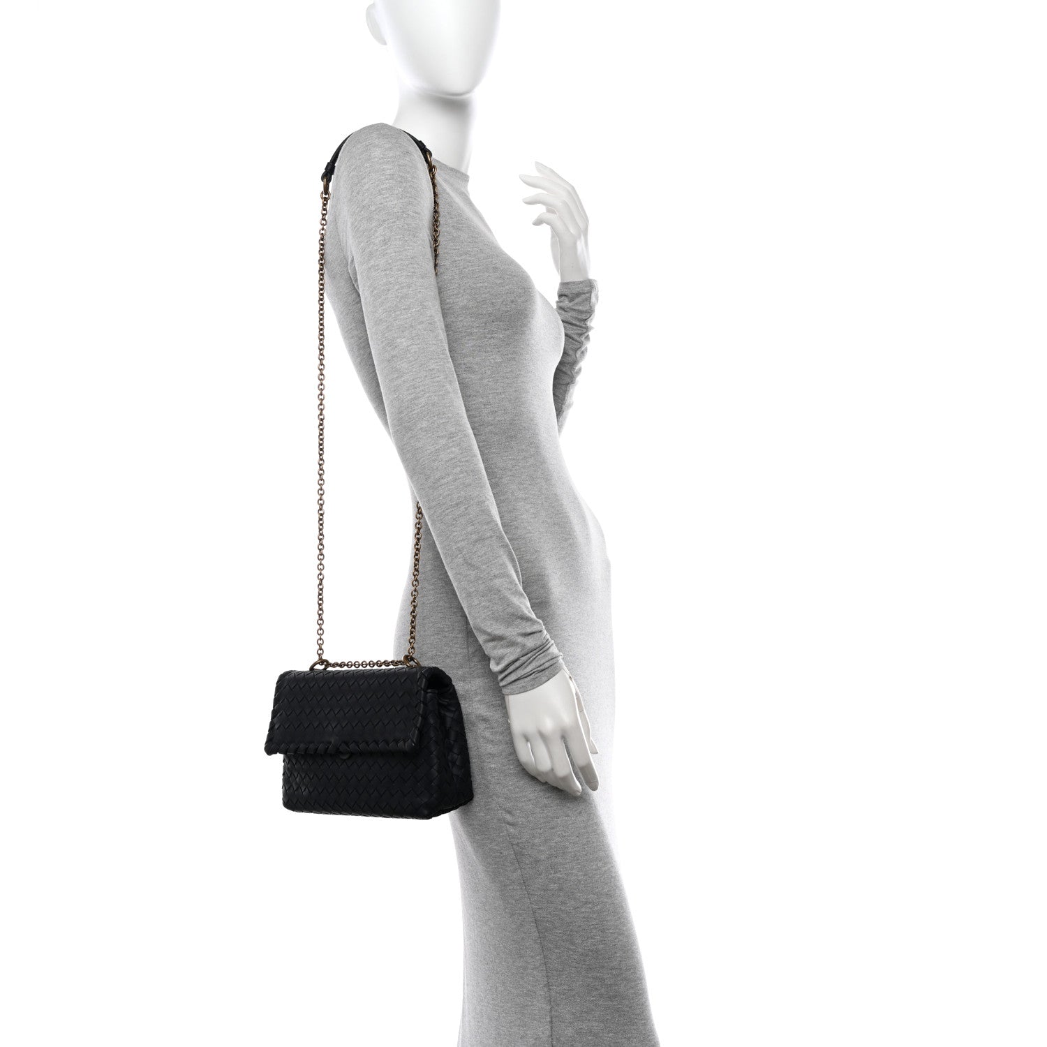 Bottega Veneta Nappa Intrecciato Baby Olimpia Shoulder Bag Black 2 of 11