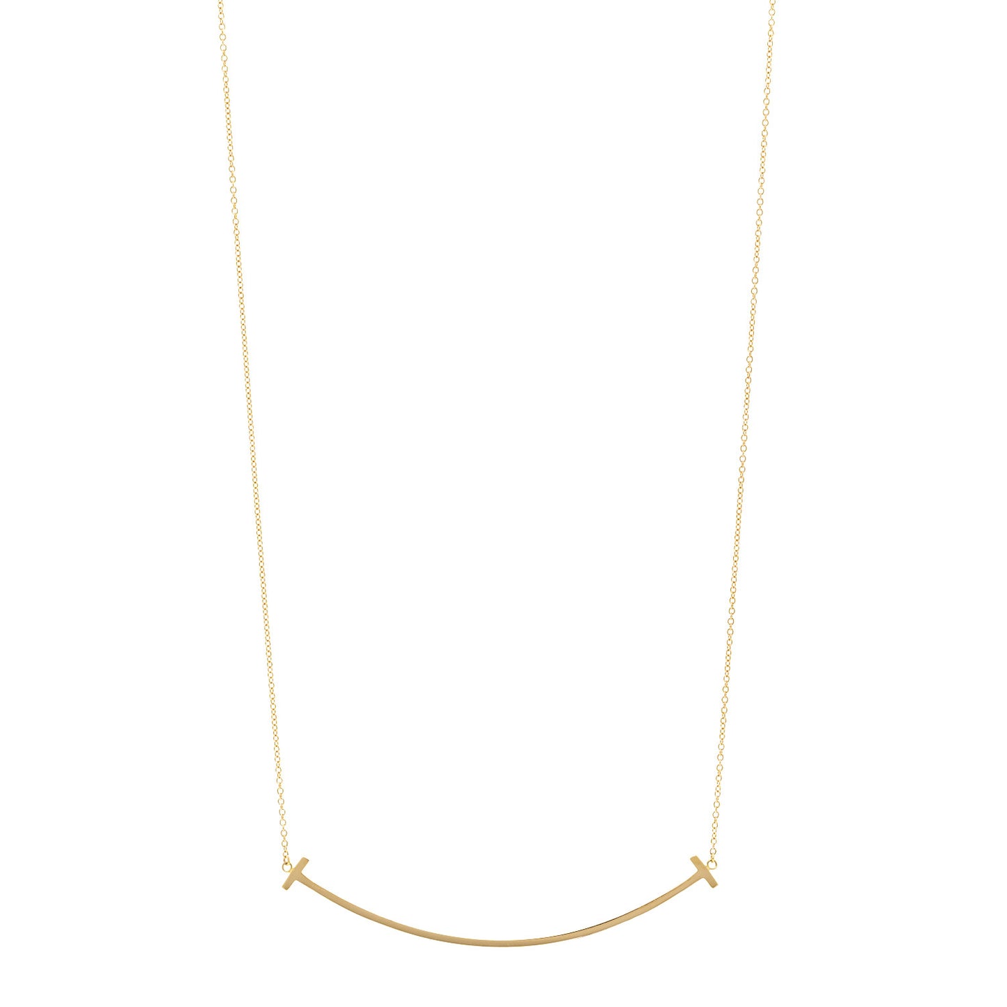 18K Yellow Gold Large T Smile Pendant Necklace