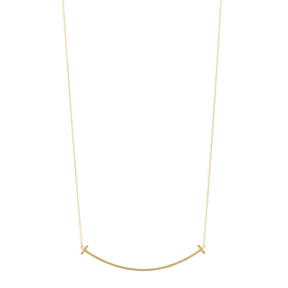 Tiffany 18K Yellow Gold Large T Smile Pendant Necklace 1 of 4