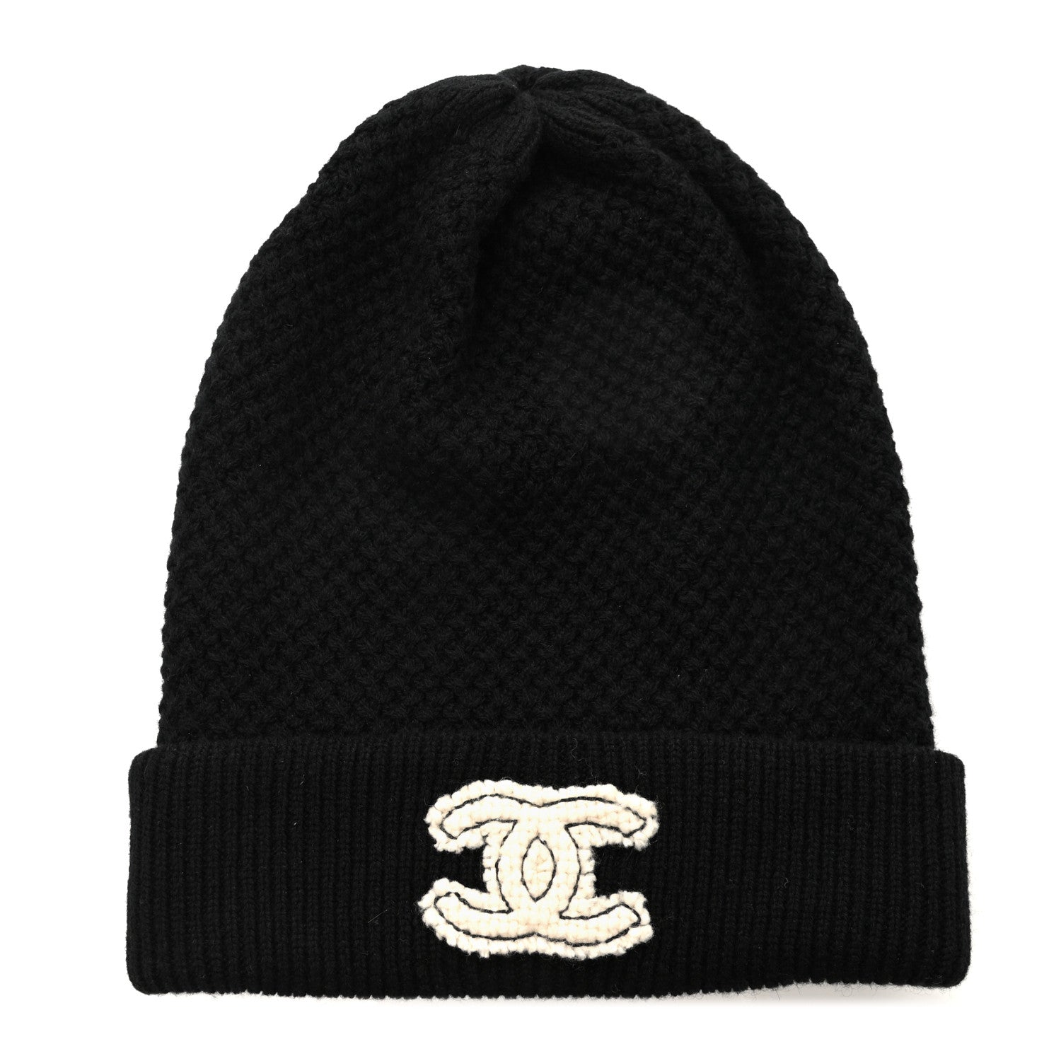 Chanel Cashmere CC Logo Beanie Hat Black 1 of 4