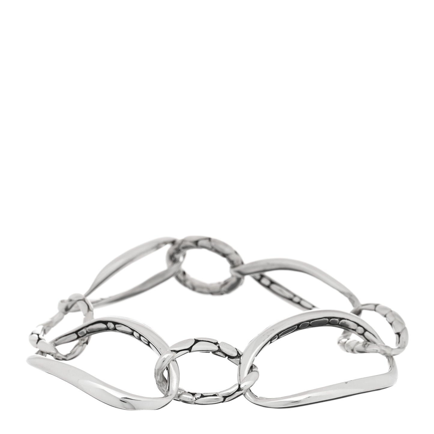 Sterling Silver Kali Pebbled Oval Link Bracelet