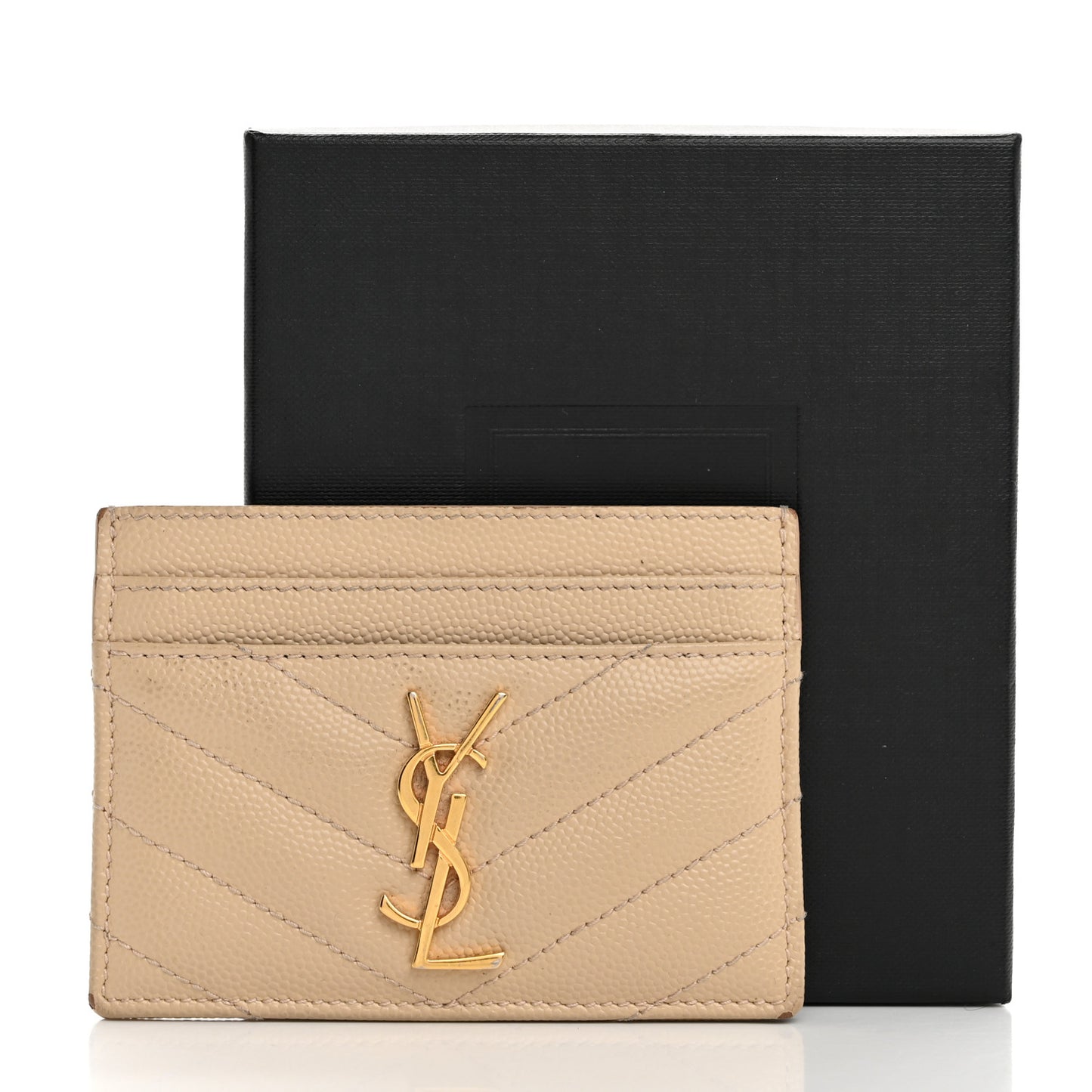 Grain De Poudre Matelasse Chevron Monogram Credit Card Case Nude Powder