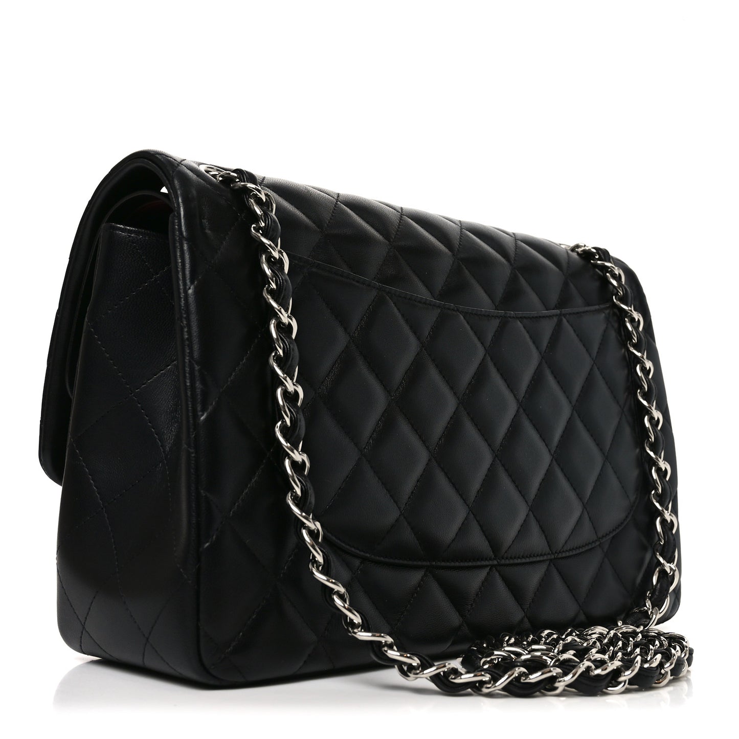 Lambskin Quilted Jumbo Double Flap Black