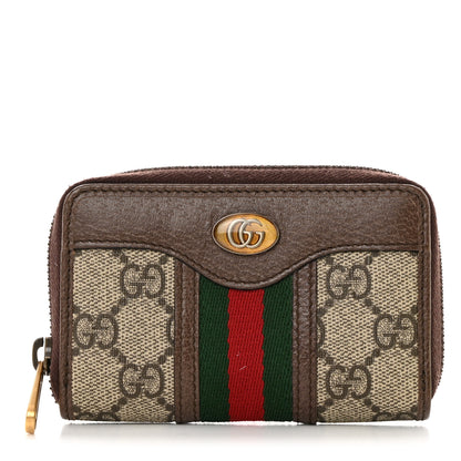 Gucci GG Supreme Web Ophidia Zip Around Card Case Brown 1 of 6