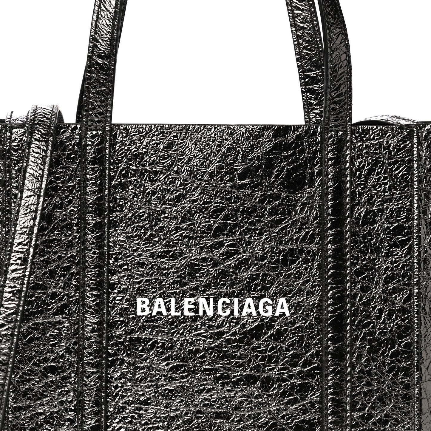Textured Patent Calfskin XXS Everyday Tote Black
