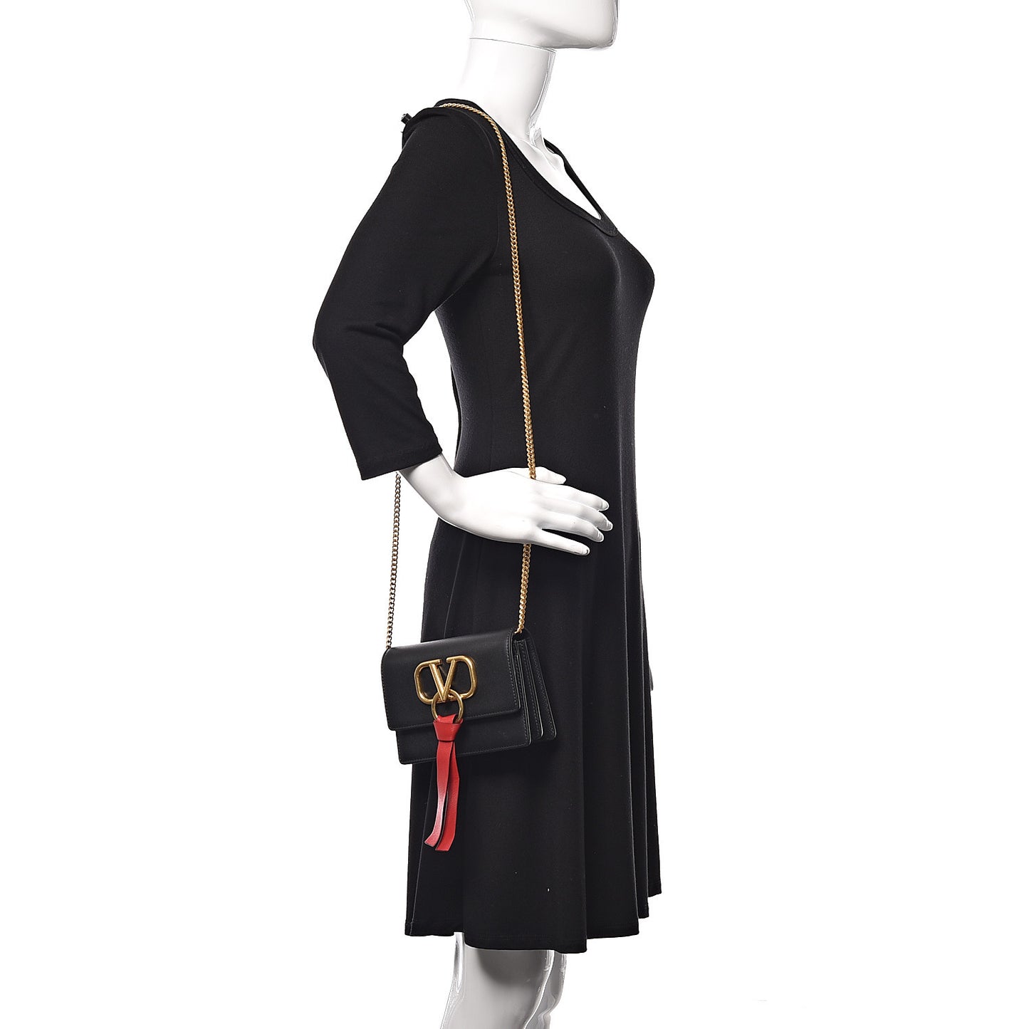 Smooth Calfskin Mini VRing Crossbody Bag Black