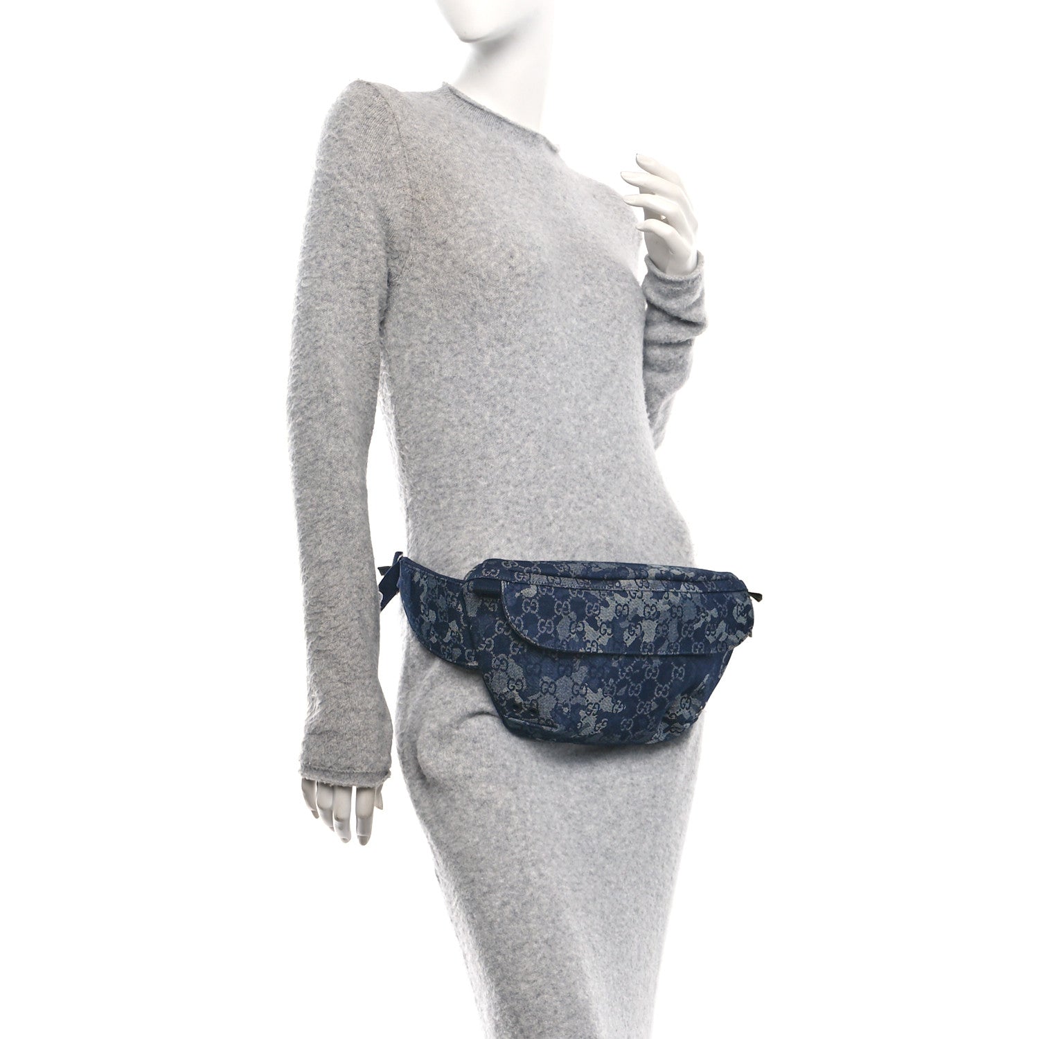 Gucci Denim GG Monogram Camouflage Belt Bag Blue 2 of 10