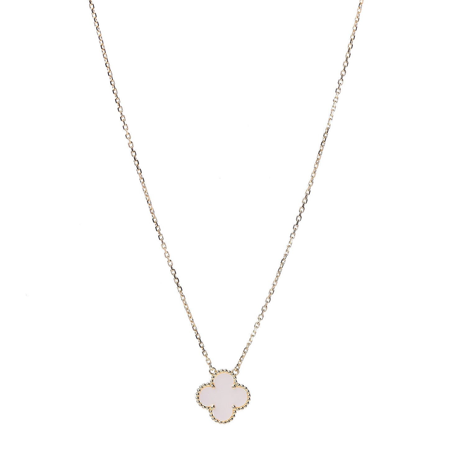 18K Yellow Gold Mother of Pearl Vintage Alhambra Pendant Necklace