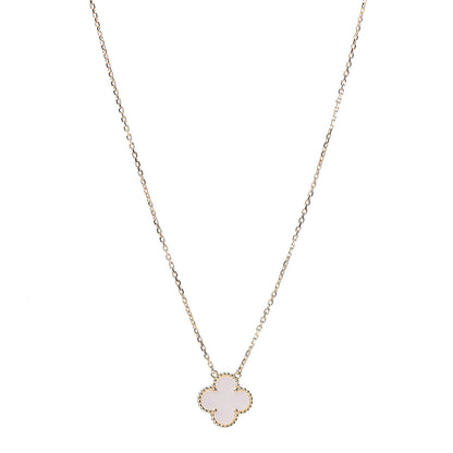 Van Cleef & Arpels 18K Yellow Gold Mother of Pearl Vintage Alhambra Pendant Necklace 1 of 8