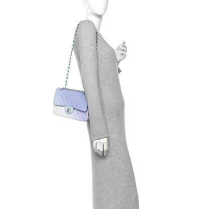 Chanel Perforated Lambskin Quilted Medium Double Flap Light Blue Light Purple White 2 of 11