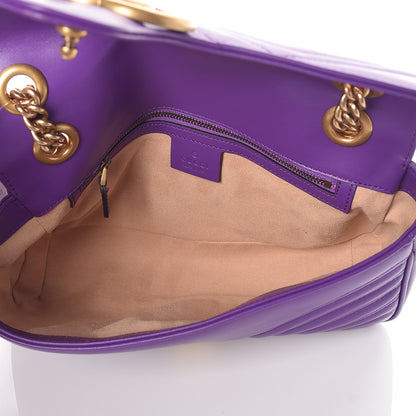 Gucci Calfskin Matelasse Small GG Marmont Shoulder Bag Shine Purple 7 of 9