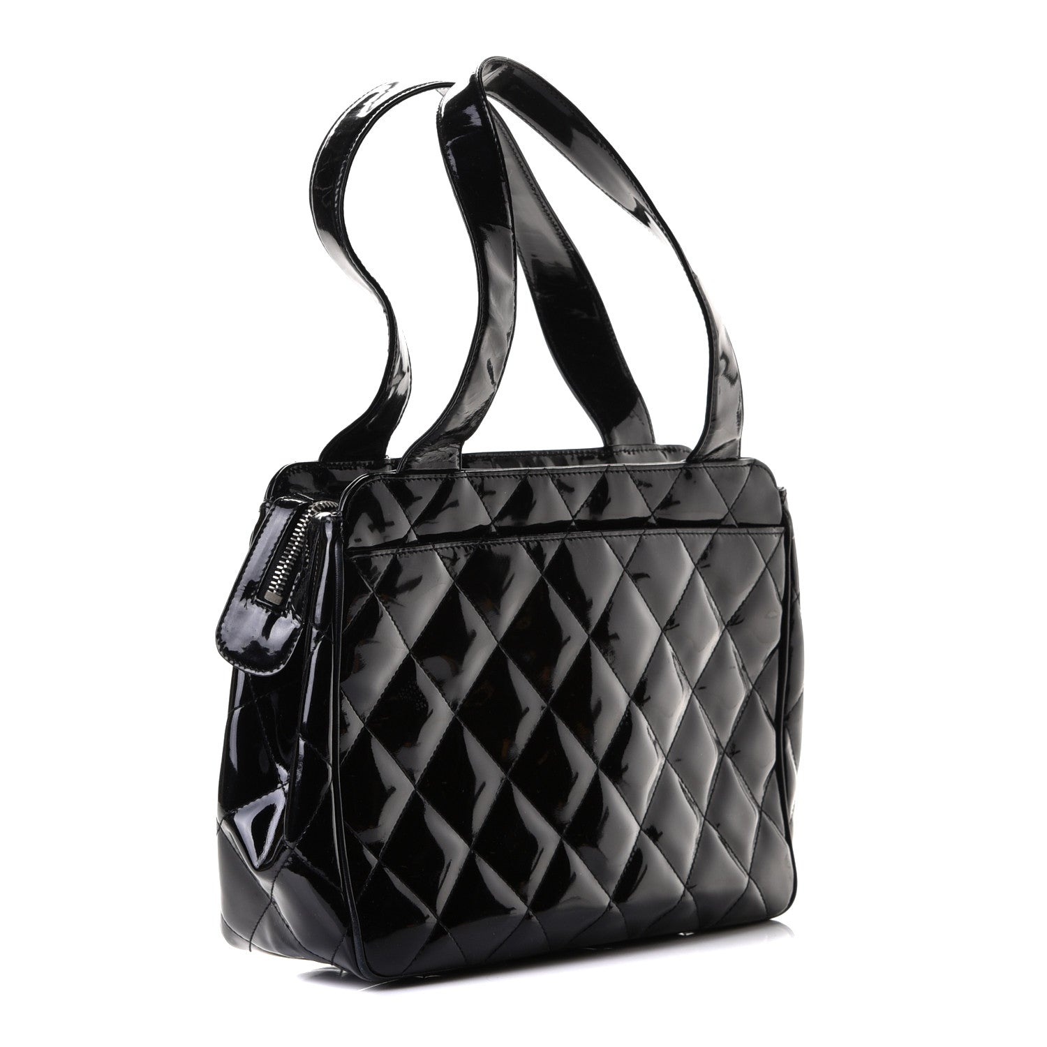 Chanel Patent Quilted Shoulder Bag Black 2 of 6