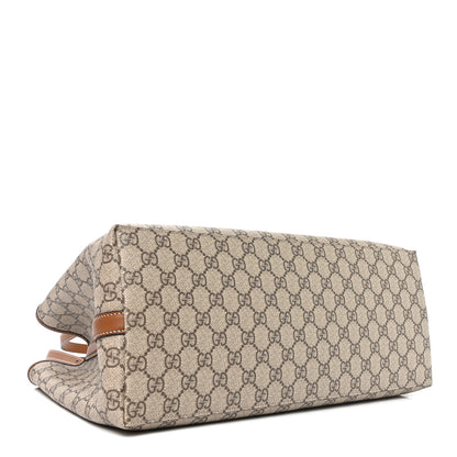 Gucci GG Supreme Monogram Emblem Large Tote Bag Beige Dark Brown 4 of 9