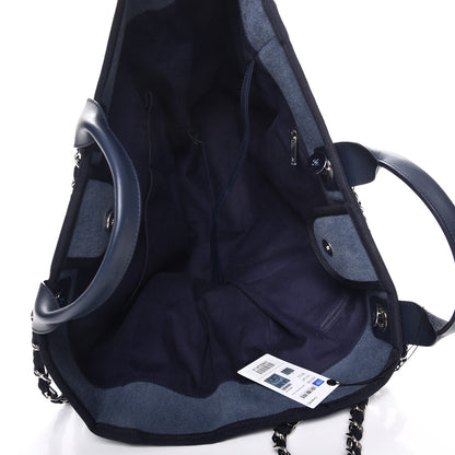 Chanel Canvas Sequin Large Deauville Tote Navy 6 of 10