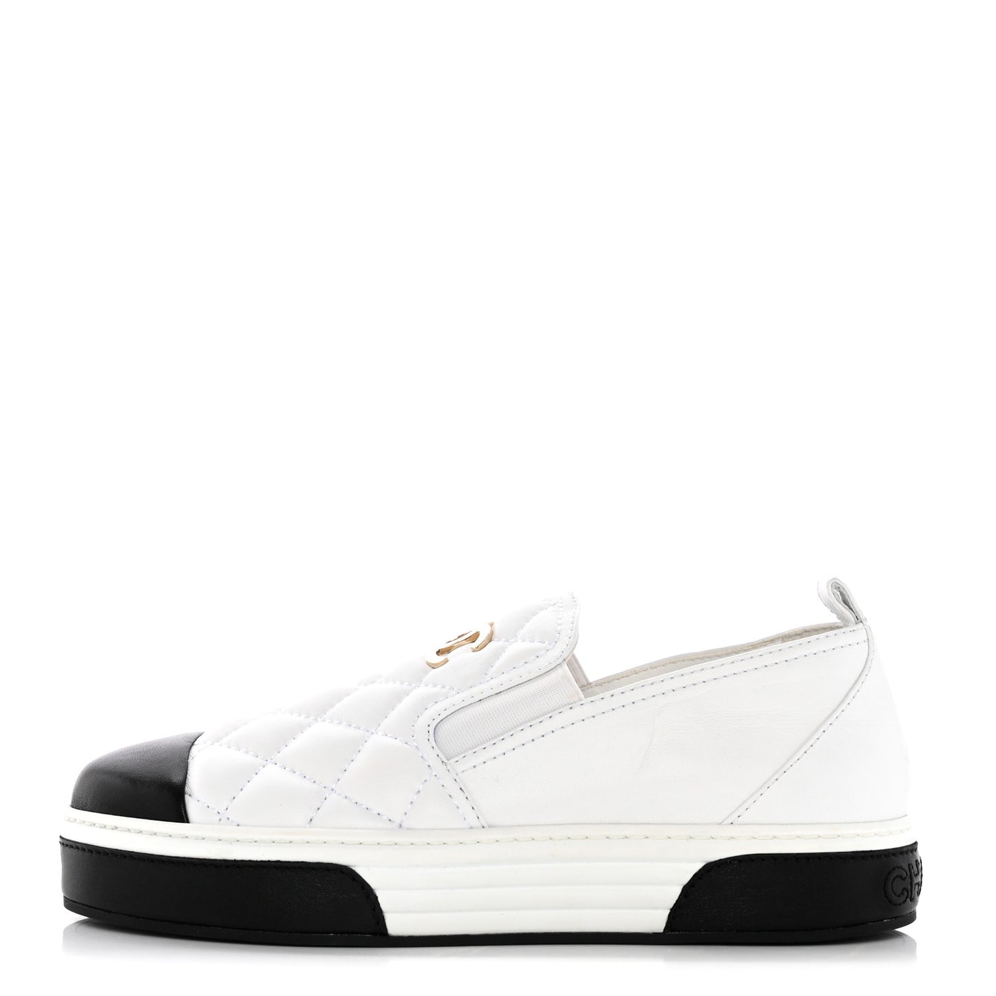 Lambskin Quilted Womens CC Stroll Sneakers 40 White