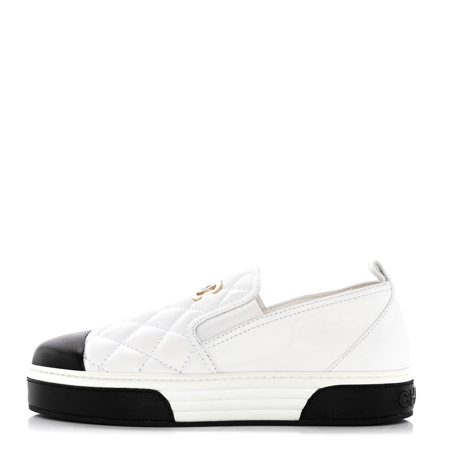 Chanel Lambskin Quilted Womens CC Stroll Sneakers 40 White 1 of 18